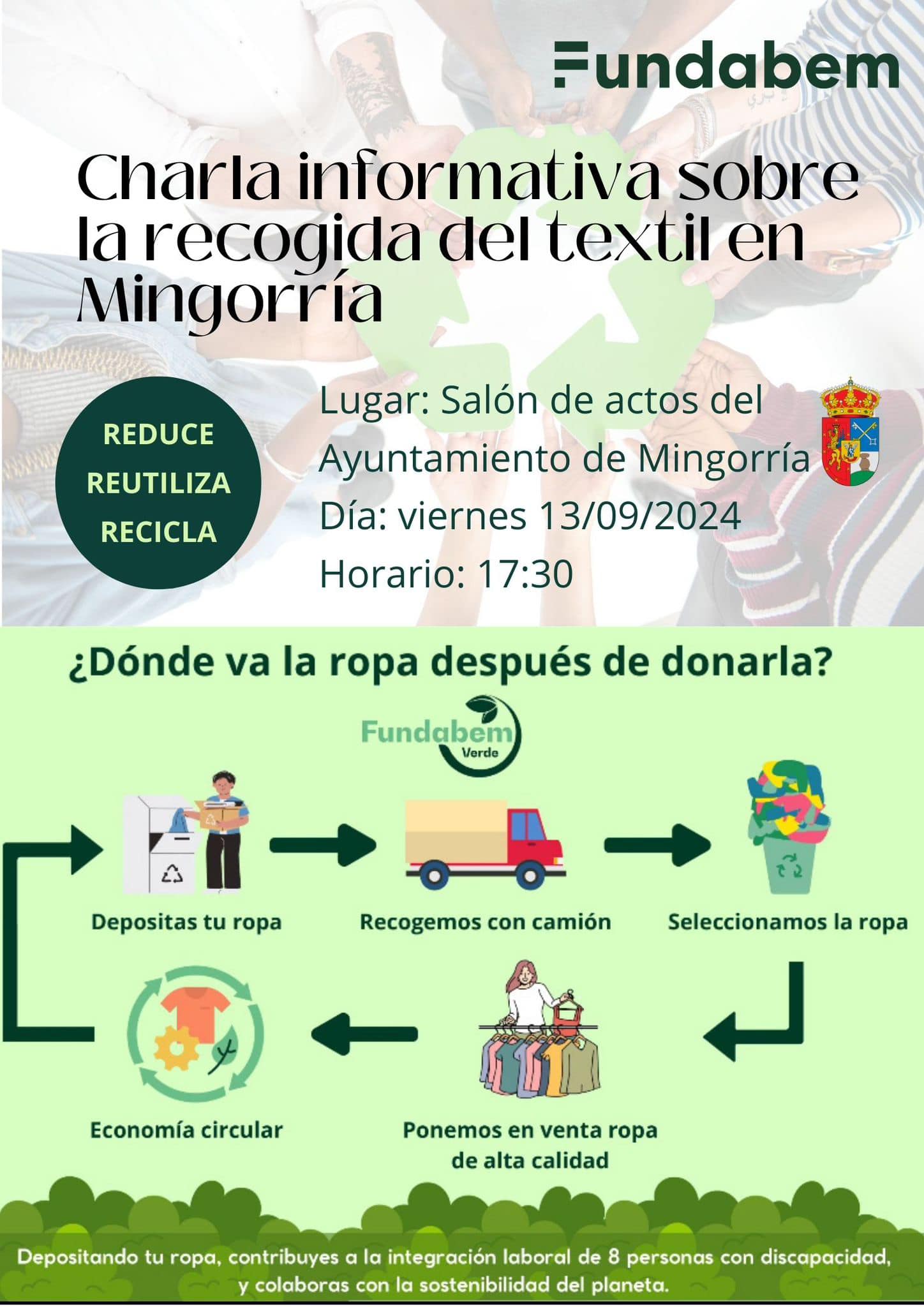 Charla informativa sobre la recogida textil en Mingorría. 